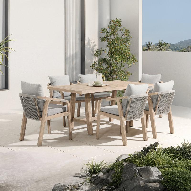 Wayfair Outdoor Acacia Wood Dining Set With Cushions