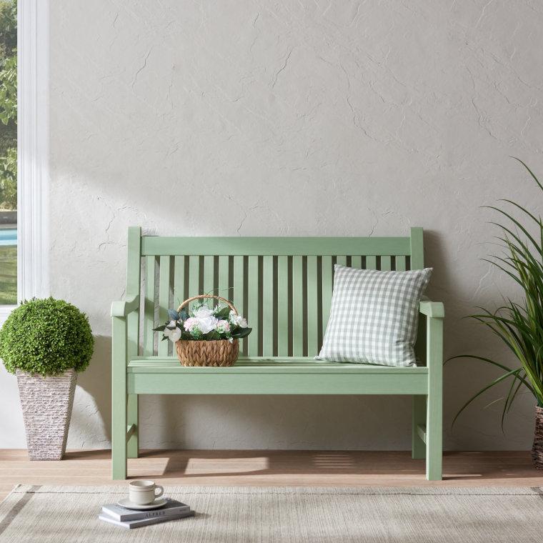 Wayfair Outdoor Bench Garden Bench 2-Person Poly Lumber Patio Bench All-Weather Outdoor Bench Sun Protection And Antiseptic Suit For Garden、Porch And Park Green