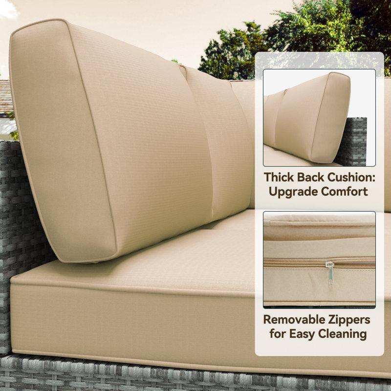 Wayfair Outdoor Cushions Set Of 14 For 7 Pieces Sectional Rattan Conversation Sets Outdoor Furniture Replacement Cushions For Patio Furniture 4-INCH Replacement Sofa Cushions