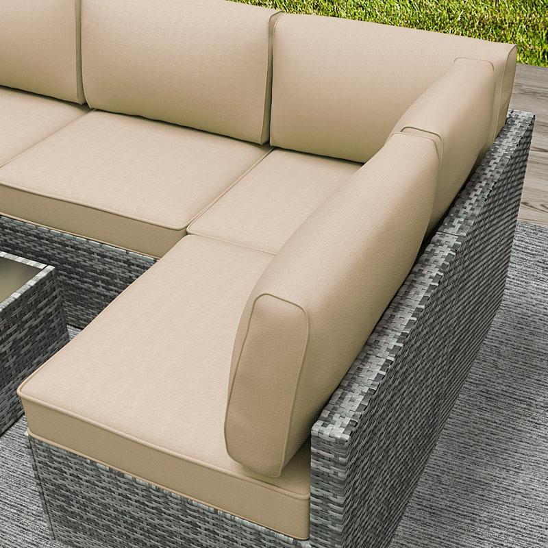 Wayfair Outdoor Cushions Set Of 14 For 7 Pieces Sectional Rattan Conversation Sets Outdoor Furniture Replacement Cushions For Patio Furniture 4-INCH Replacement Sofa Cushions