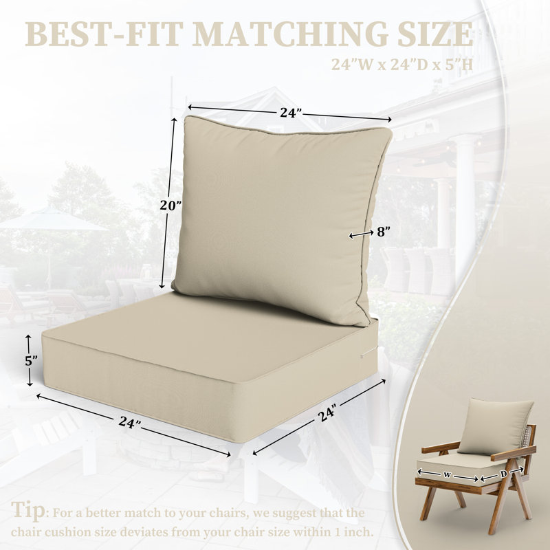 Wayfair Outdoor Deep Seating Cushion Set Indoor And Outdoor Seat / Back Cushion