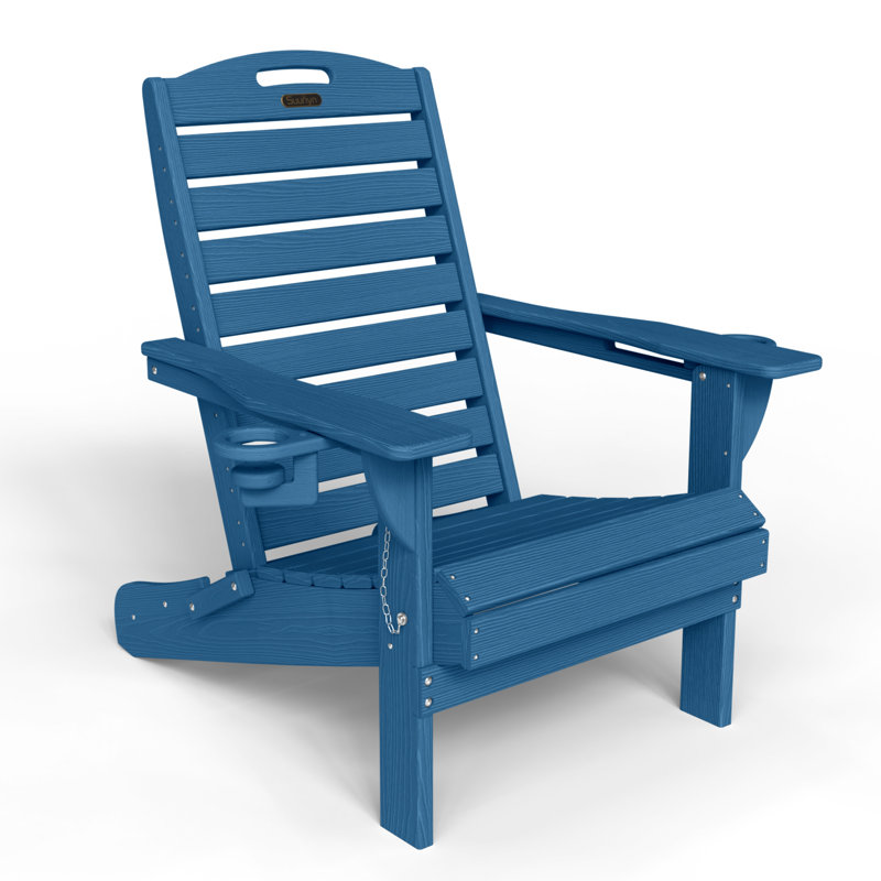 Wayfair Outdoor Fire Pit Chairs Weather-Resistant HDPE Foldable Outdoor Adirondack Chair With Cup Holder