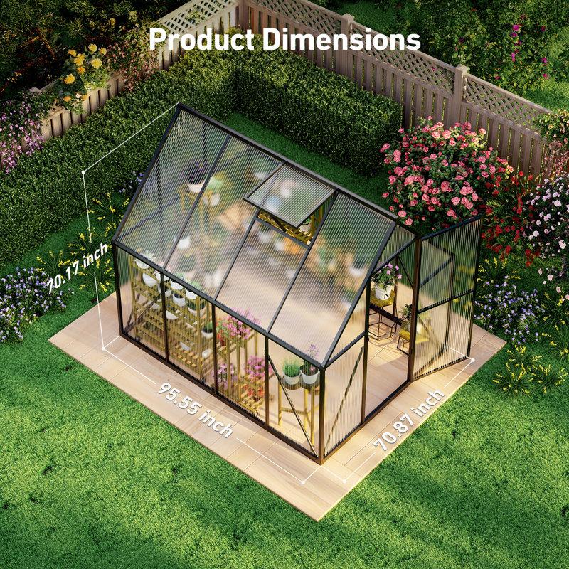 Wayfair Outdoor Greenhouse Walk-in Greenhouse Polycarbonate Green House With UV Protection Heavy Duty Greenhouse With Windproof Aluminum Frame Roof Vent & Quick-Install Design For Backyard Or Garden Use