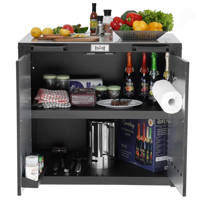 Wayfair Outdoor Kitchen Series 36" 304 Stainless Steel Freestanding Kitchen Grill Cart With Cabinet