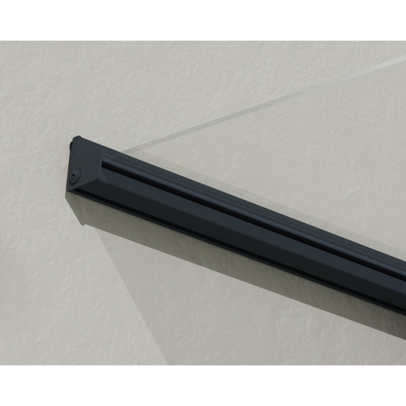 Wayfair Palram - Canopia Bremen 5' W X 3' 1" D Acrylic Galvanized Steel Stationary Slope Door And Window Awning Gray/Clear