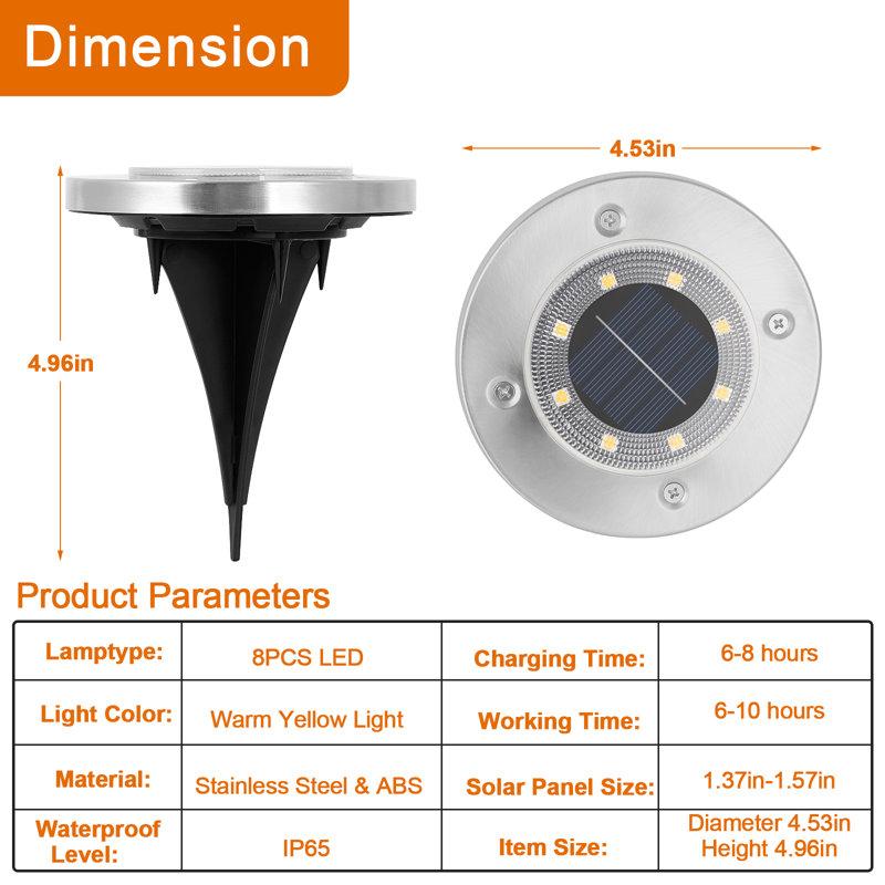Wayfair Paradise By NEX Satin Solar Powered Integrated LED Metal Pathway Light Kit (Set Of 8)