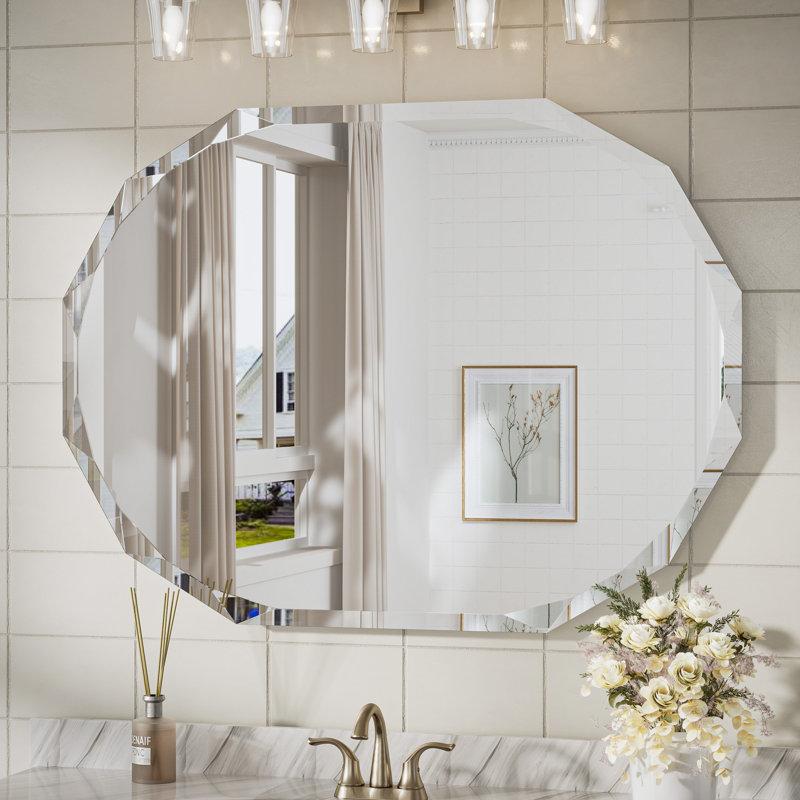 Wayfair Pearlette Oval Beveled Frameless Bathroom Vanity Mirror Decorative Wall Accent Mirror