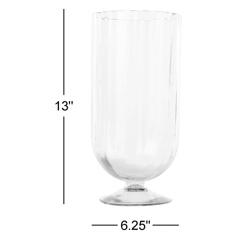 Wayfair Perry And Grey Glass Ribbed Candle Holder With Elevated Base