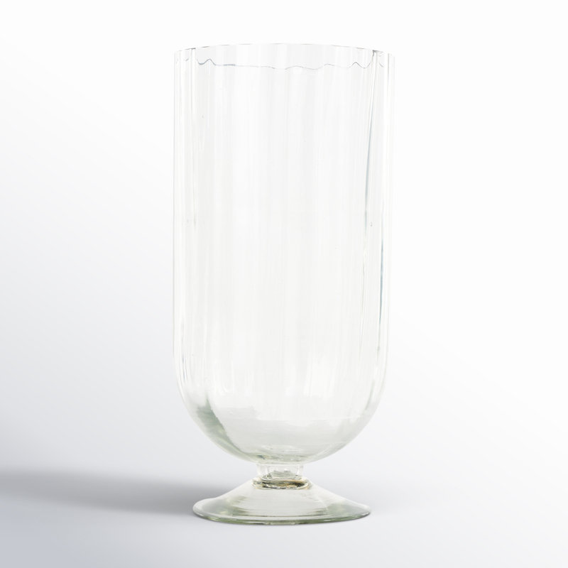 Wayfair Perry And Grey Glass Ribbed Candle Holder With Elevated Base