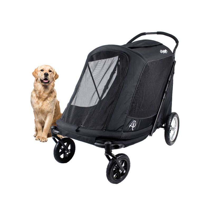 Wayfair Petique - Apollo Elite Light Wt. Pet Stroller For Large Senior Disabled& Multiple Pets; Bult-In Sturdy Ramp Low To Ground Air Tires Convertible Canopy Supports Up To 133 Lbs