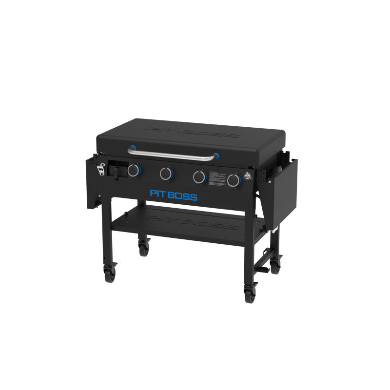 Wayfair Pit Boss 4 - Burner Deluxe Flat Top Gas Griddle with Side Shelves and Lid