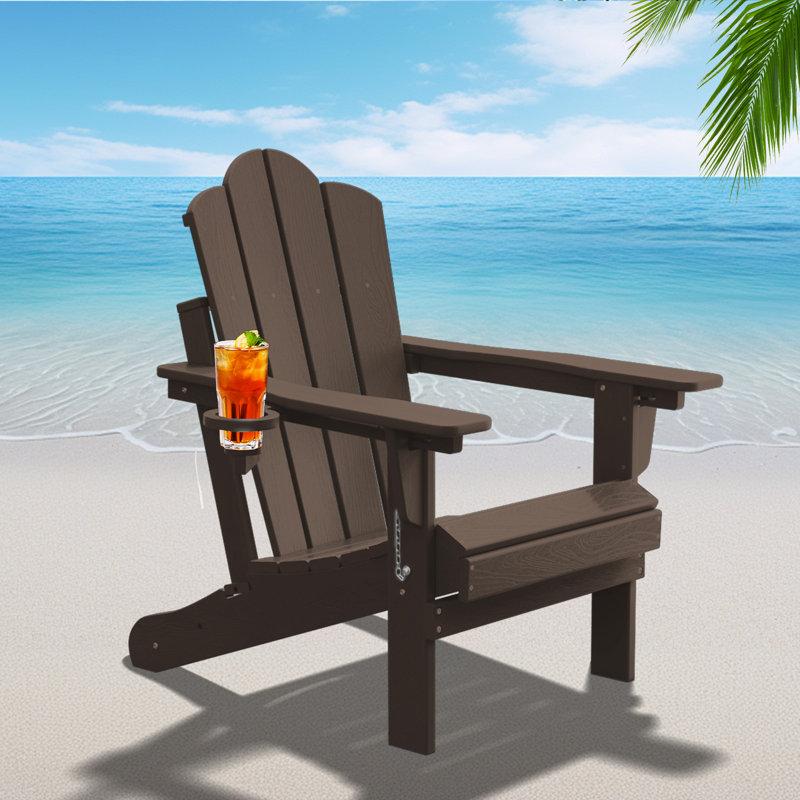 Wayfair Plastic/Resin Folding Adjustable Back Adirondack Chair With Cup Holder