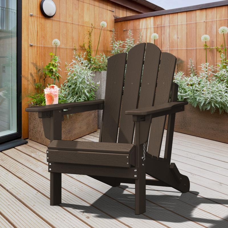 Wayfair Plastic/Resin Folding Adjustable Back Adirondack Chair With Cup Holder