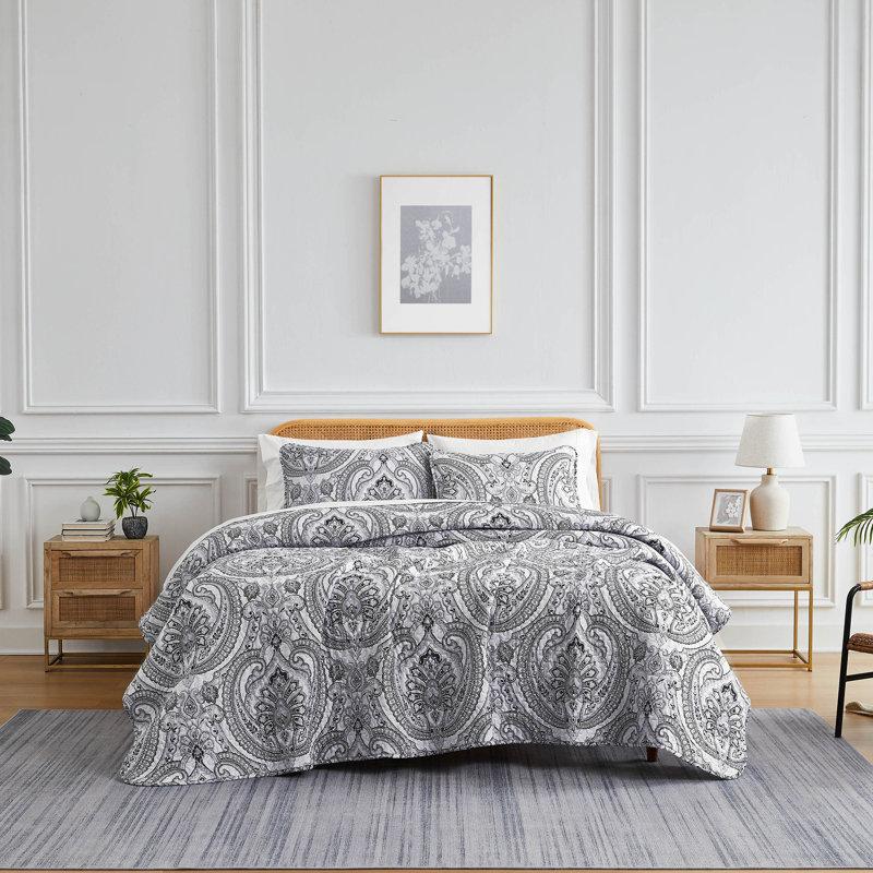Wayfair Pure Melody Oversized Light-weight Paisley Quilt Set With Matching Shams