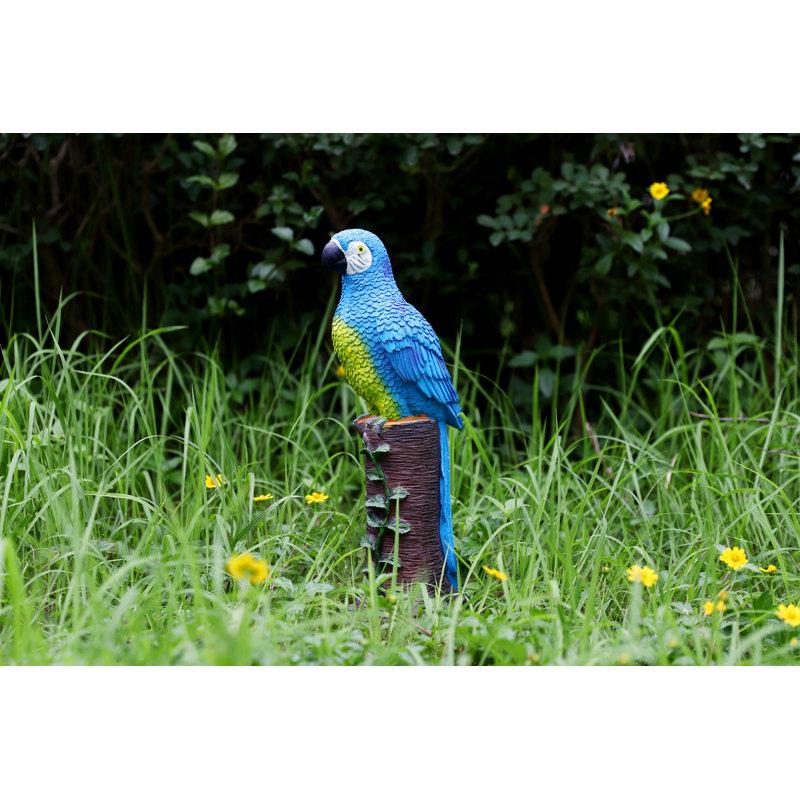 Wayfair Quarryville Bayou Breeze Tiki Tropical Solar Parrot Garden Statue With Spotlight For Outdoor Decor