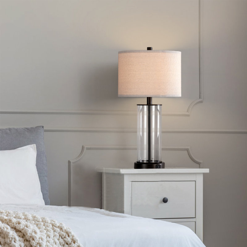 Wayfair Quinita 23" Glass Table Lamp Set With Touch Control LED Bulbs USB Ports (Set Of 2)