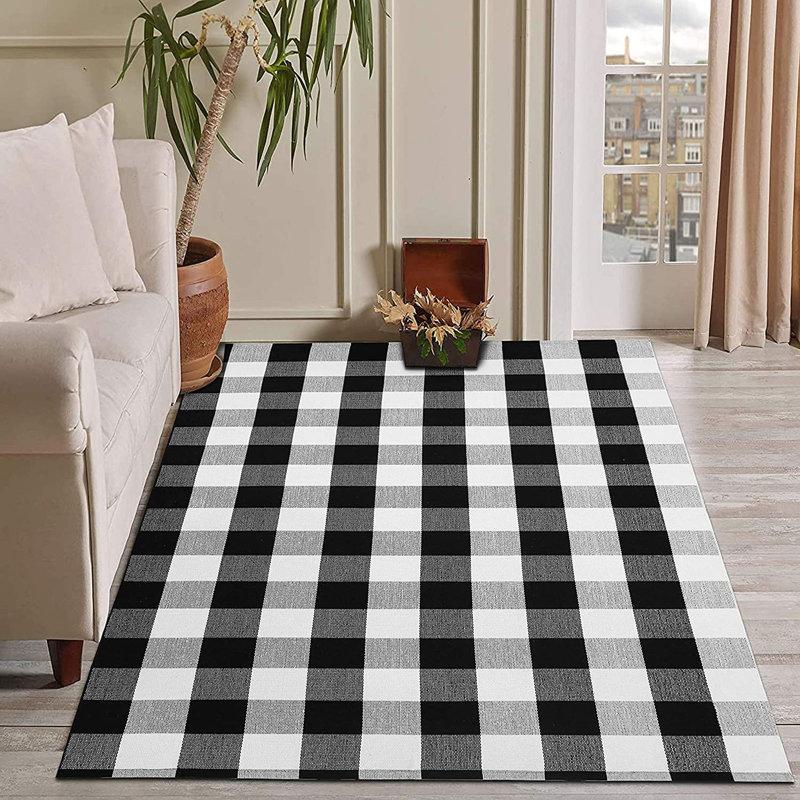 Wayfair Quintisha Buffalo Plaid Area Rugs Black and White Checkered Rug Outdoor Rugs