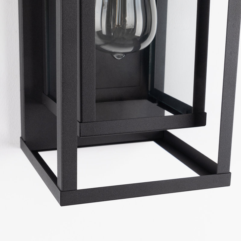 Wayfair Rasharkin Classic Outdoor Wall Sconce 1 Light Rectangular Metal Frame And Clear Glass Shade Waterproof (Set Of 2)