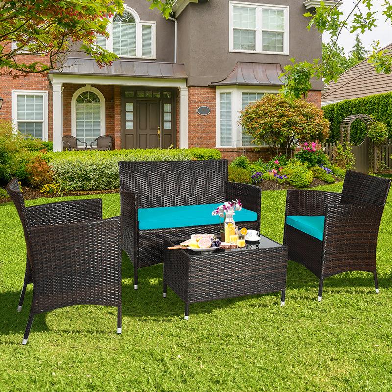 Wayfair Rayna 4 - Person Patio Conversation Sets With Cushions