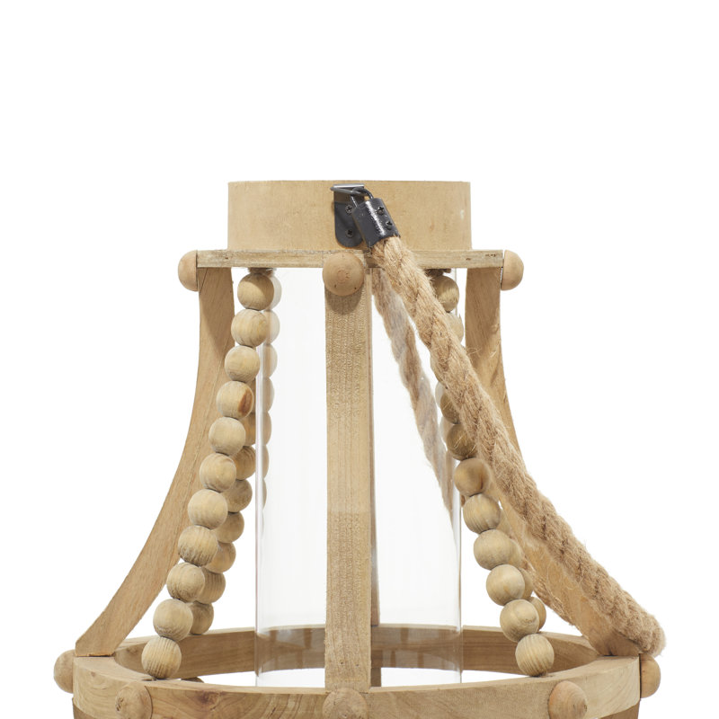 Wayfair Reclaimed Wood Beaded Decorative Indoor Outdoor Candle Lantern