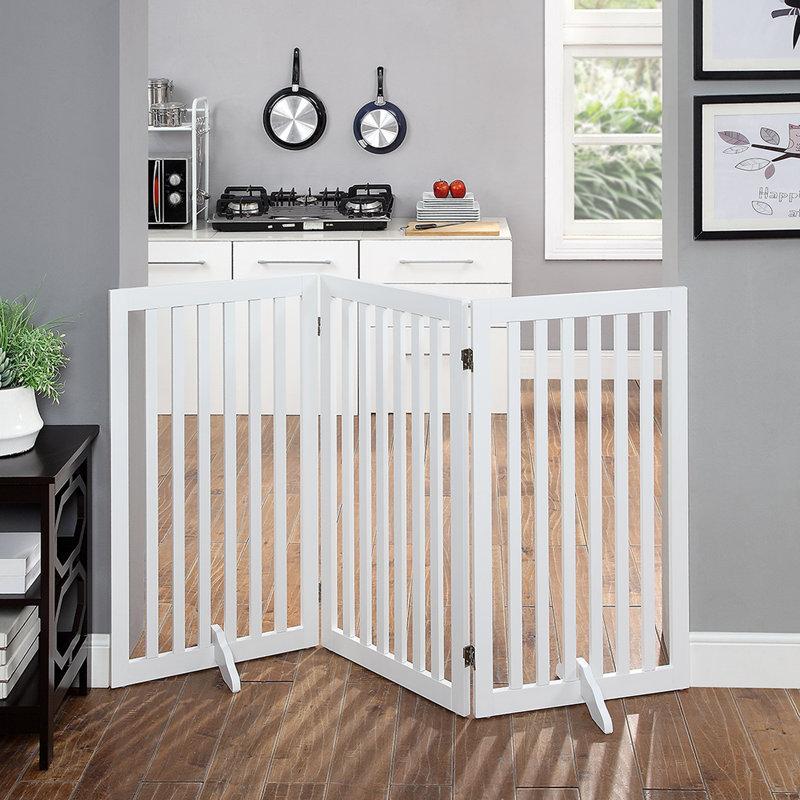 Wayfair Renn Wood Free Standing Pet Gate With A Pair Of Support Feet