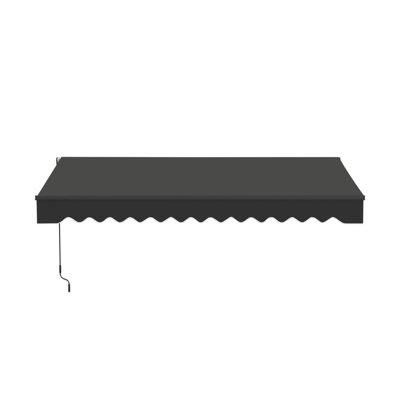 Wayfair Retractable Home Patio Awning Deck Canopy UV Protection Sunshade Manual Black Frame Upgraded 2024