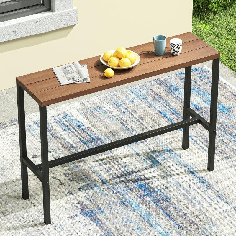 Wayfair Roca Rectangular 45.3'' L x 13.8'' W Outdoor Bar Table