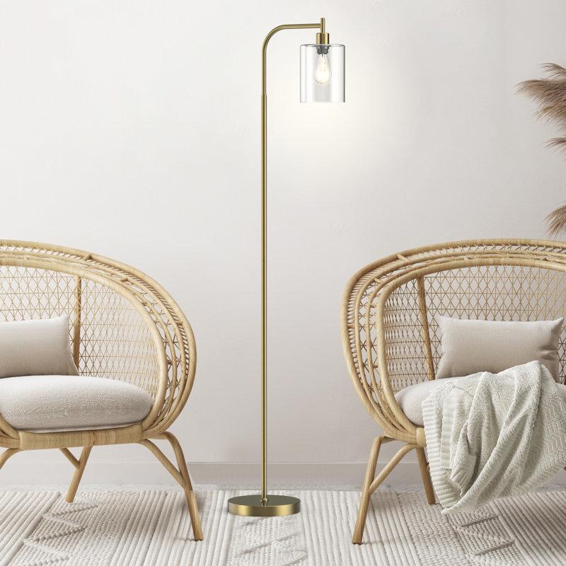 Wayfair Rogan Modern Standing Tall Industrial Arched/Arc Floor Lamp With Glass Shade And 2 Bulbs Included