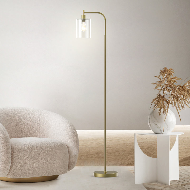 Wayfair Rogan Modern Standing Tall Industrial Arched/Arc Floor Lamp With Glass Shade And 2 Bulbs Included