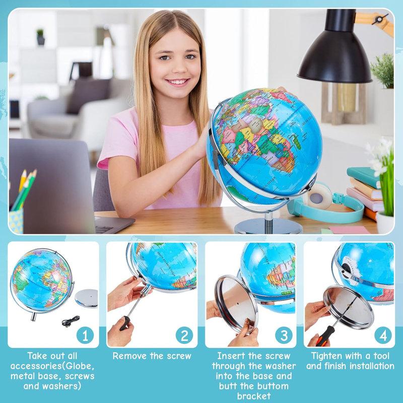 Wayfair Rotation Rewritable Light Up Globe With Stand World Globe