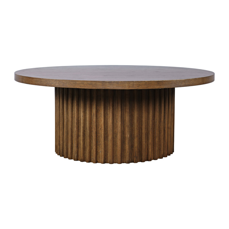 Wayfair Rovena 40" Round Mid-Century Modern Fluted Pedestal Base Coffee Table With Caster Wheels
