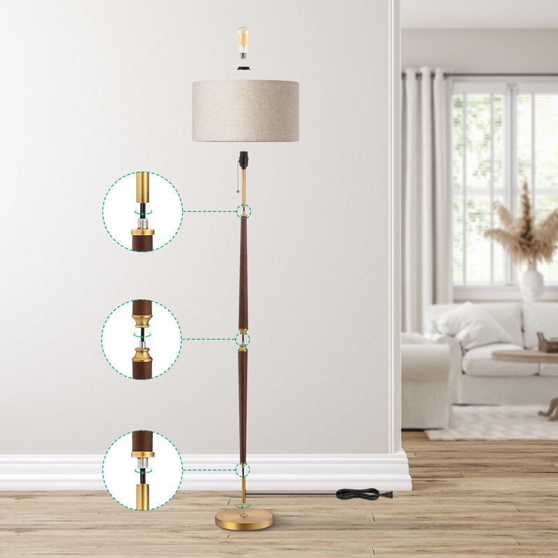 Wayfair Salcido Electroplated Traditional Solid Wood Floor Lamp