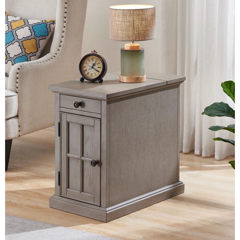 Wayfair Saldana Solid Wood Top End Table With Storage And Built-In Outlets