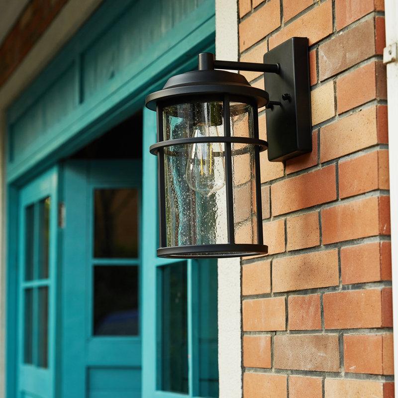Wayfair Schlesinger Seeded Glass Outdoor Wall Light
