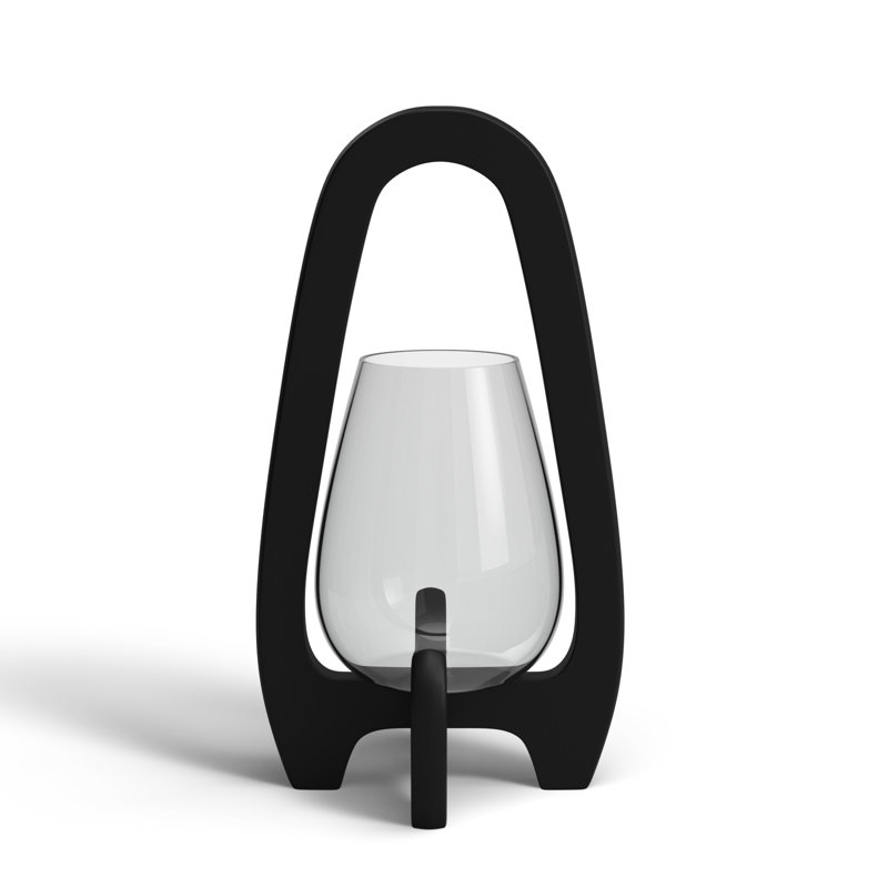 Wayfair Sculpted Wood Glass Hurricane Lantern For Decorative Use Mango Wood And Glass