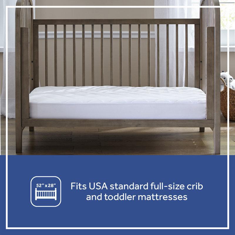 Wayfair Sealy Baby Cool Comfort Waterproof Fitted Baby Crib Mattress Protector Pad 52x28" - White