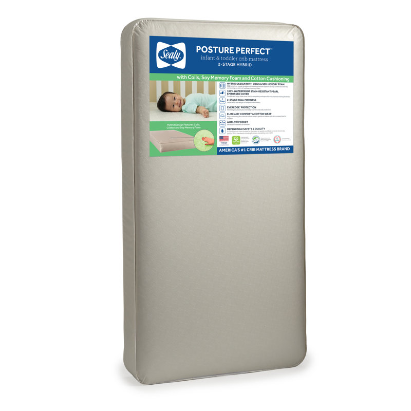 Wayfair Sealy Baby Posture Perfect 2 Stage Breathable Crib Mattress & Toddler Mattress Hybrid Design GREENGUARD GOLD Certified 52"x28"