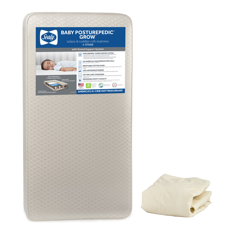 Wayfair Sealy Baby Posturepedic Grow Breathable 2 Stage Crib Mattress & Toddler Mattress GREENGUARD Gold Certified 52" x 28"