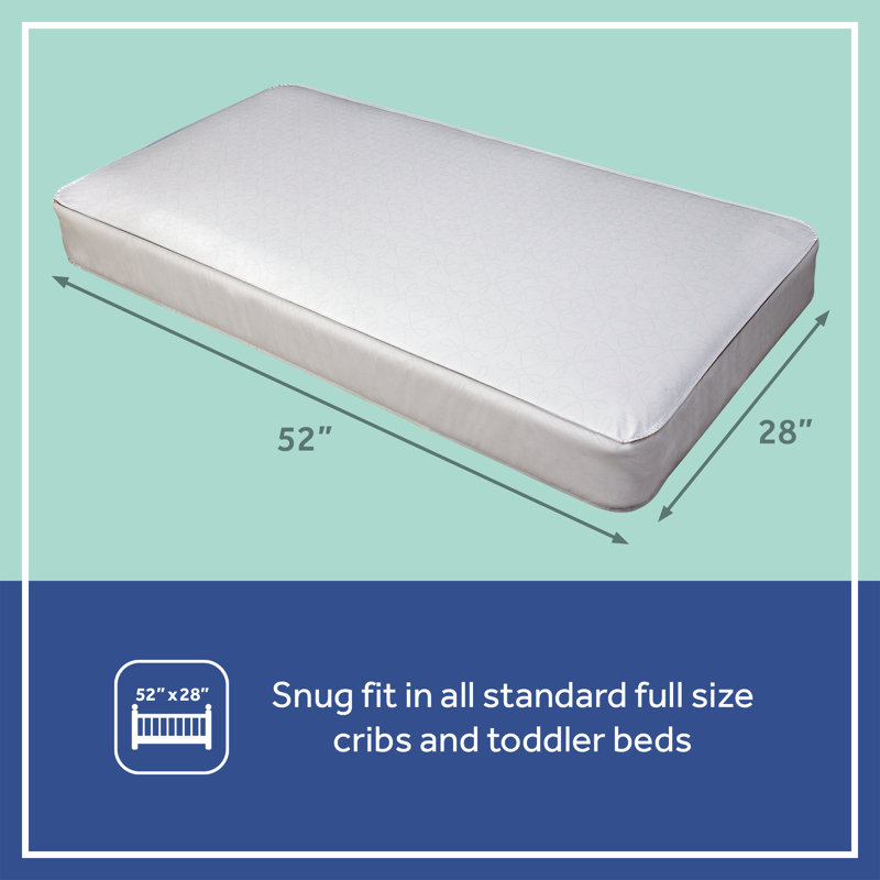 Wayfair Sealy Baby Premium Firm Hypoallergenic Baby Crib Mattress & Toddler Bed Mattress Waterproof Baby Mattress 150 Coils Air Quality Certified 52"x28"