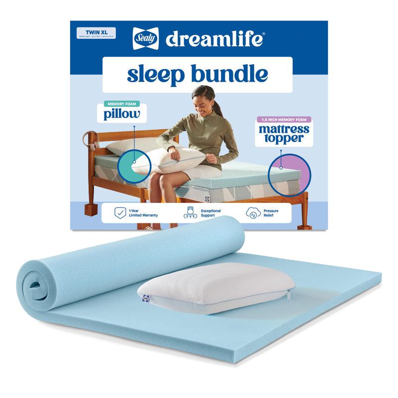 Wayfair Sealy® Dreamlife™ 1.5" Topper Twin XL And Molded Pillow Bundle