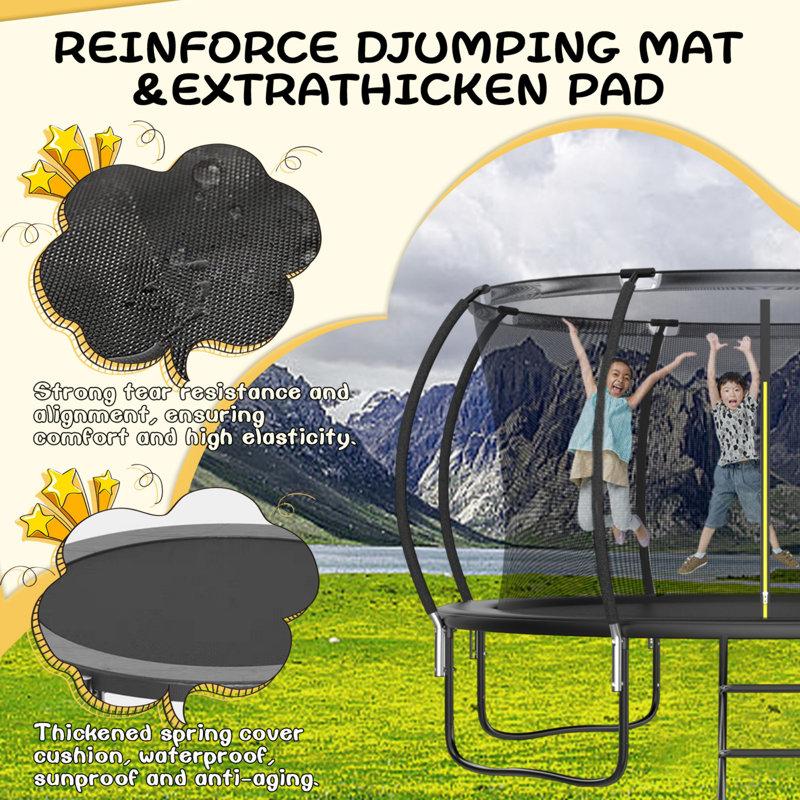 Wayfair SENCHO GINSYTALIOR 12' Round Backyard Trampoline With Safety Enclosure