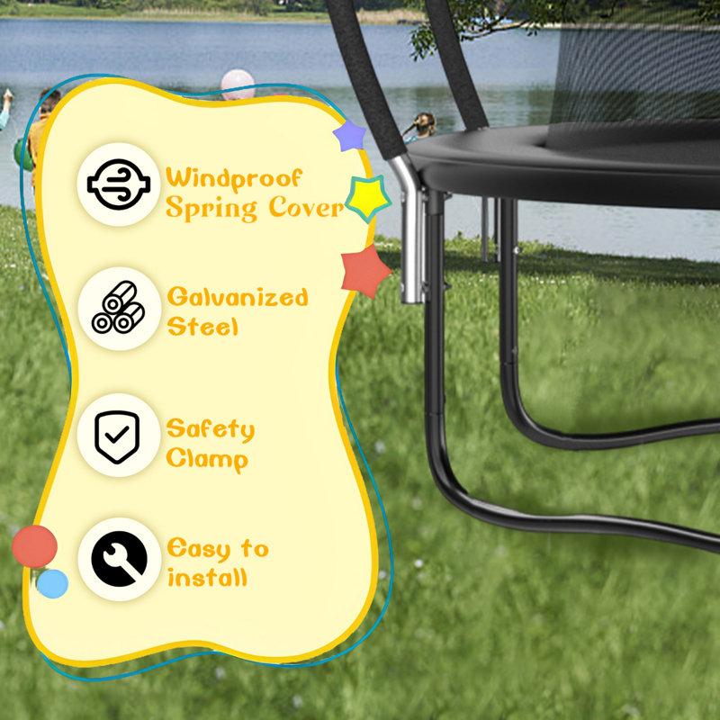 Wayfair SENCHO GINSYTALIOR 12' Round Backyard Trampoline With Safety Enclosure