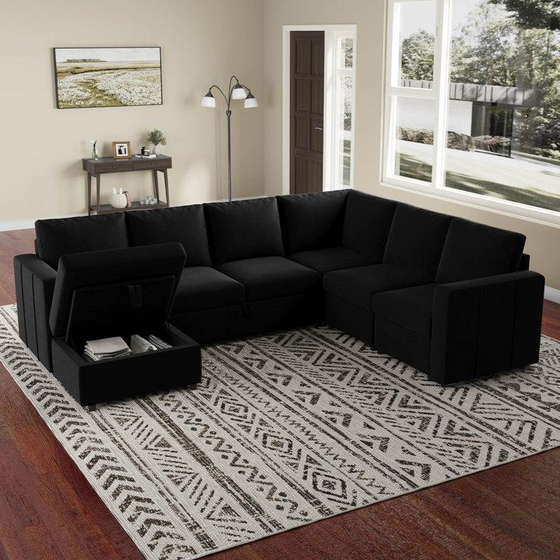 Wayfair Seybert Pull-Out Sofa Bed Sectional With Storage Ottoman