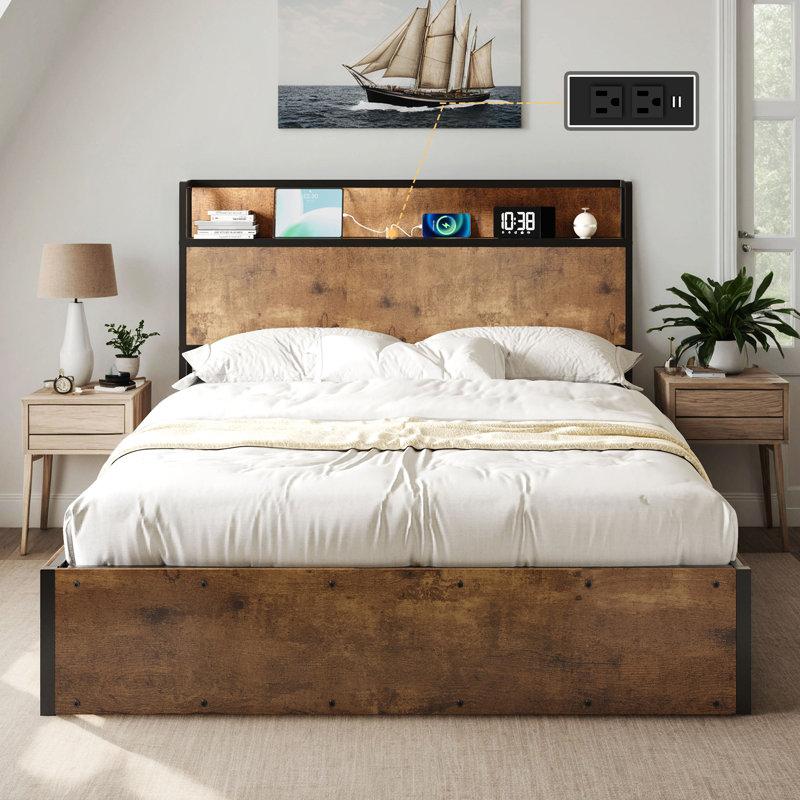 Wayfair Shila Lift Up Storage Bed Frame & Charging Station