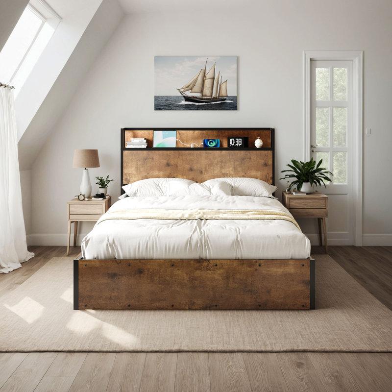 Wayfair Shila Lift Up Storage Bed Frame & Charging Station