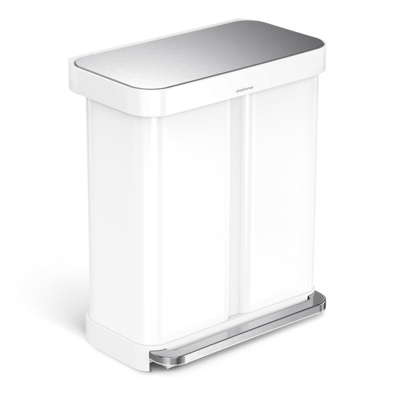 Wayfair Simplehuman 58L / 15.3 Gallon Hands-Free Dual Compartment Recycling Kitchen Step Trash Can With Lid