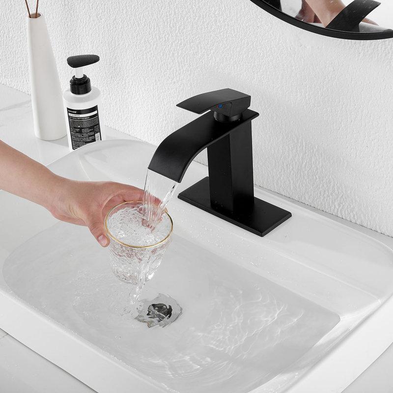 Wayfair Single-Hole Single-handle Bathroom Faucet With Drain Assembly P-3005-Black