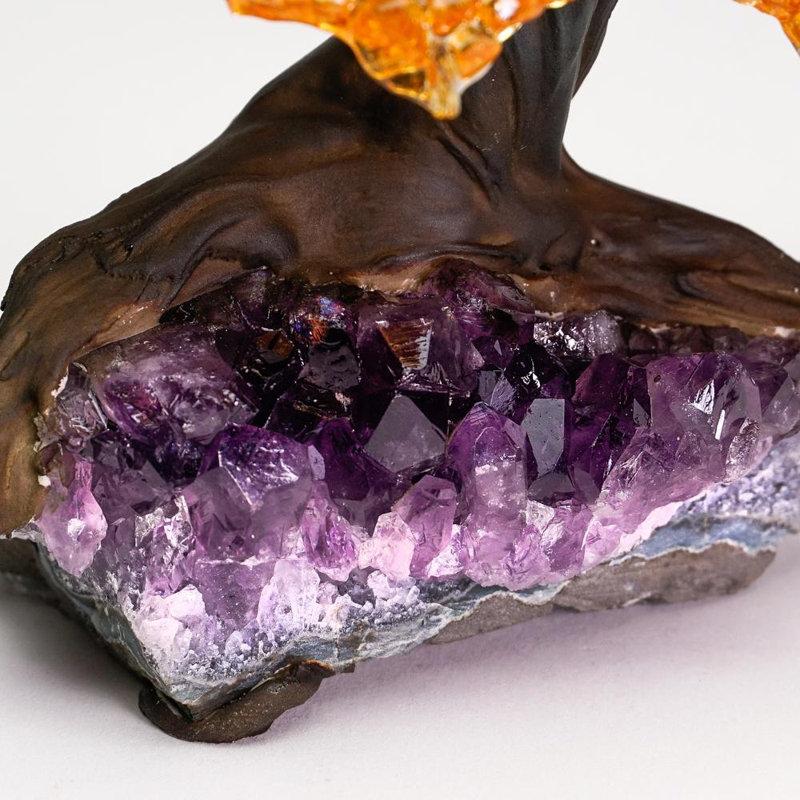 Wayfair Small Genuine Citrine Clustered Gemstone Tree On Amethyst Matrix (The Money Tree)