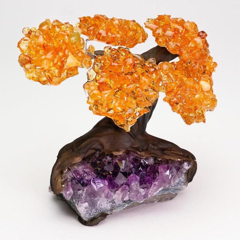 Wayfair Small Genuine Citrine Clustered Gemstone Tree on Amethyst Matrix (The Money Tree)