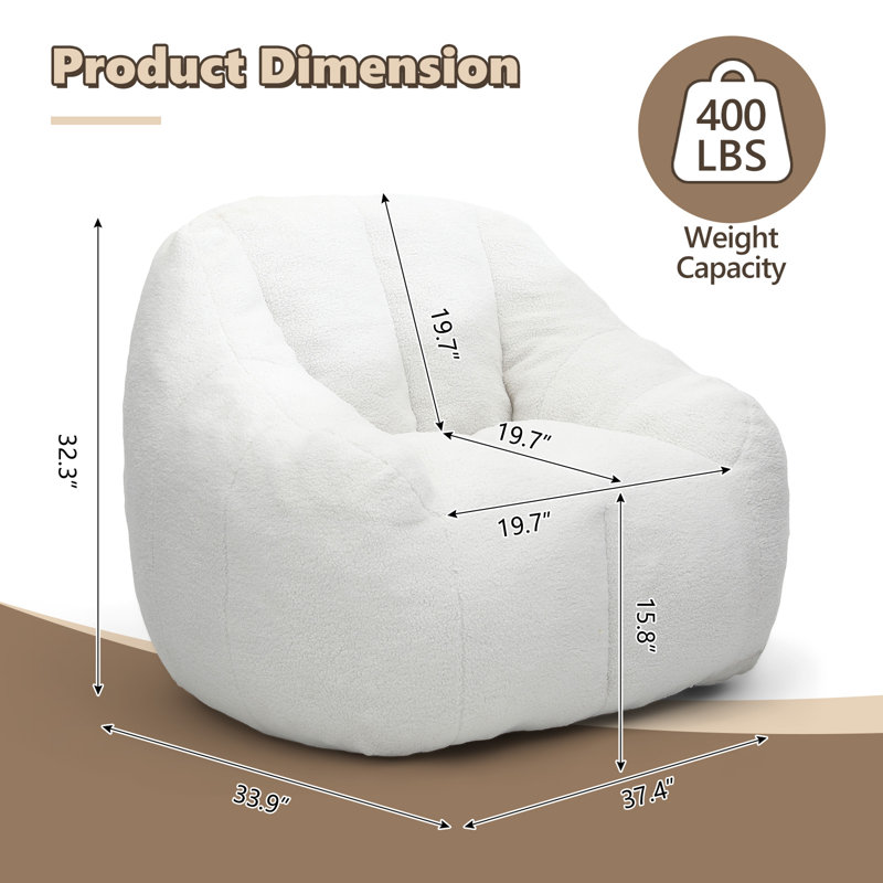 Wayfair Soft Teddy Fabric Tufted Foam Bean Bag Chair Filled With Memory Sponge For Dorm Apartment Living Room